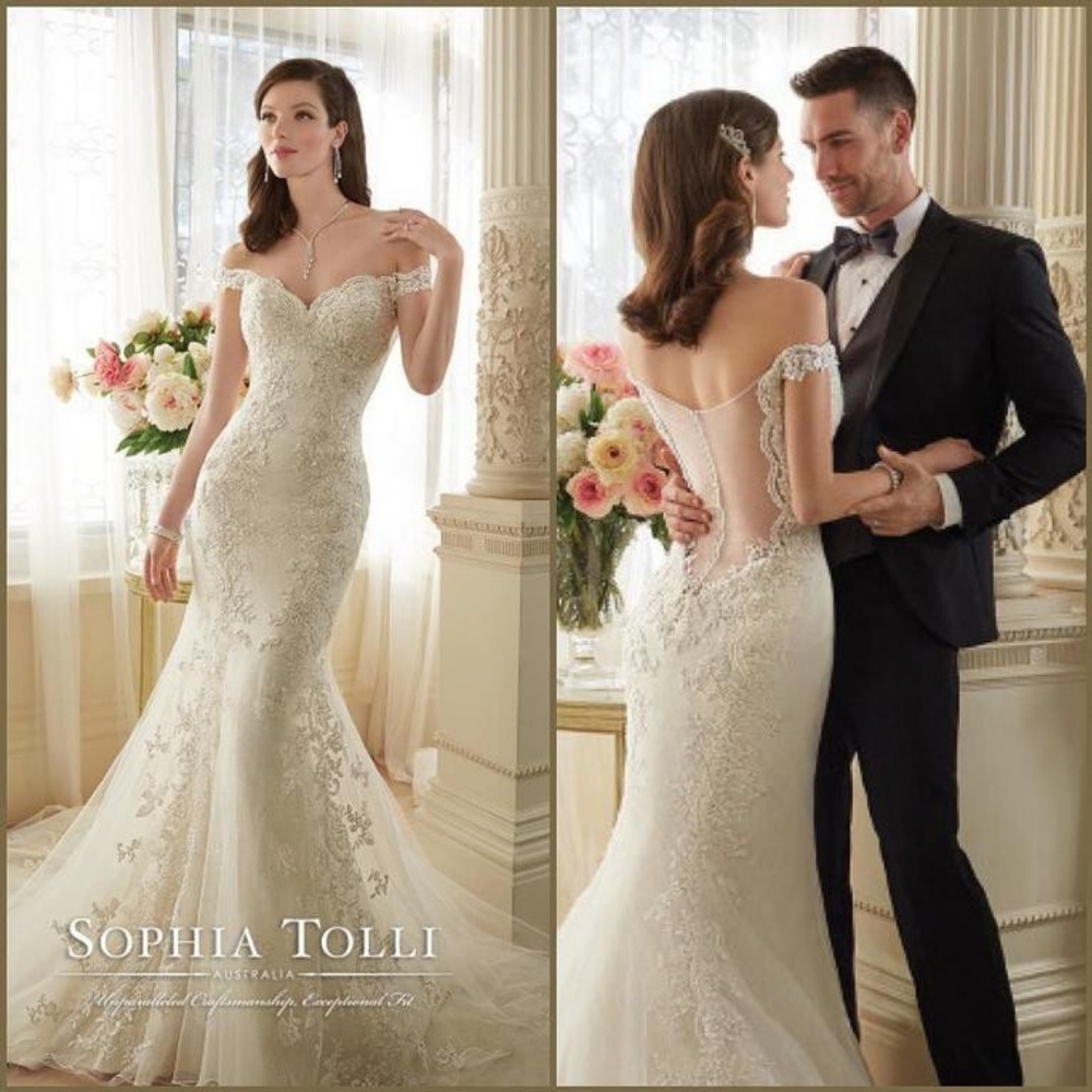 NWOT Size 12 Sophia Tolli Loraina Ivory Fit & Flare Wedding Gown